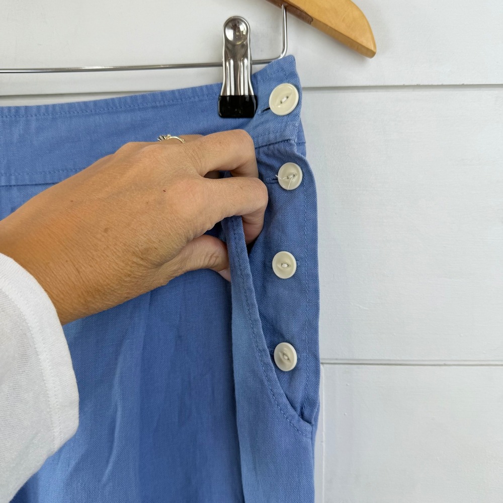 Outerknown ECLIPSE PLEATED Linen Wide Leg Pants Sailor Button Coastal‎ WOMEN 4 - Picture 3 of 13